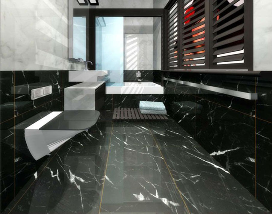 Напольная плитка для ванной комнаты из мрамора Nero Marquina на заказ